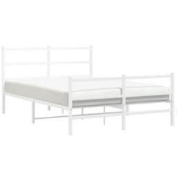 Berkfield Metal Bed Frame Without Mattress With Footboard White 135X190Cm - thumbnail 4