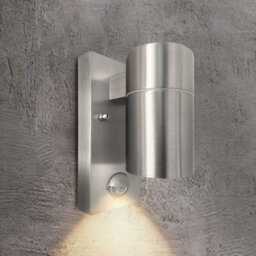 Darphe Outdoor Gu10 Wall Light With Pir Motion Sensor, Silver - thumbnail 1