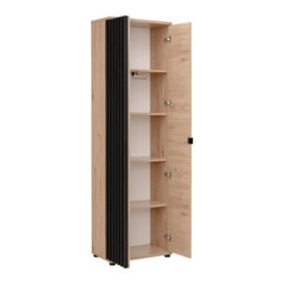 Arte Pedro Hallway Cabinet: Elegant Storage Solution - W600mm X H2020mm X D350mm In Jackson Hickory & Black - thumbnail 2