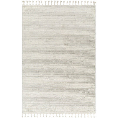 Livabliss Nora-Global Grey Ivory High Pile Fringe Living Dining Bedroom Rug 140 X 200 Cm Easy Care, Non Shedding - image 1