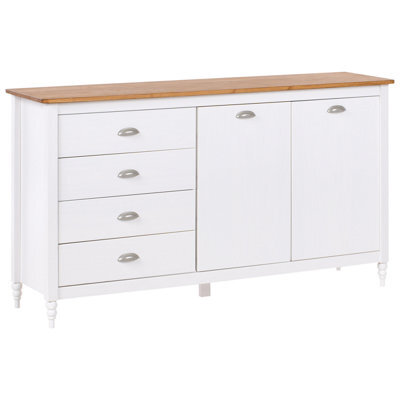 Beliani 2 Door Sideboard Shillington Pine Wood White - image 1