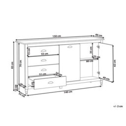 Beliani 2 Door Sideboard Shillington Pine Wood White - thumbnail 3