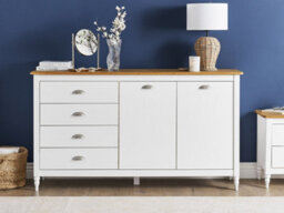 Beliani 2 Door Sideboard Shillington Pine Wood White - thumbnail 2