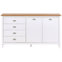 Beliani 2 Door Sideboard Shillington Pine Wood White - thumbnail 6