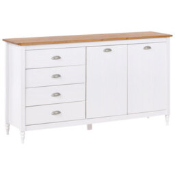 Beliani 2 Door Sideboard Shillington Pine Wood White - thumbnail 1