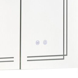 Living And Home Double Door Wall-Mounted Bathroom Anti-Fog Mirror Cabinet With Led Lights, Shelves, Built-In Shaver Socket - thumbnail 6