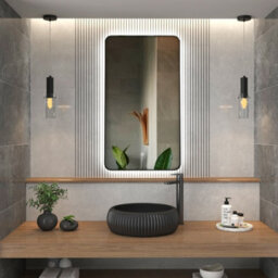 Royal Bathrooms Verona 900 X 500mm Matt Black Backlit Led Illuminated Framed Mirror With Demister Pad & Touch Sensor - thumbnail 2