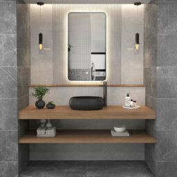 Royal Bathrooms Verona 900 X 500mm Matt Black Backlit Led Illuminated Framed Mirror With Demister Pad & Touch Sensor - thumbnail 4