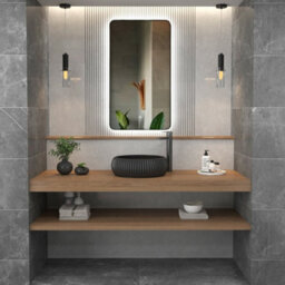 Royal Bathrooms Verona 900 X 500mm Matt Black Backlit Led Illuminated Framed Mirror With Demister Pad & Touch Sensor - thumbnail 5