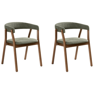 Beliani Set Of 2 Dining Chairs Mylo Fabric Dark Brown/ Green - image 1