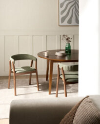 Beliani Set Of 2 Dining Chairs Mylo Fabric Dark Brown/ Green - thumbnail 2