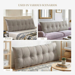 Darphe Dark Grey Washable Upholstered Chenille Headboard Pillow 180Cm W X 60Cm H - thumbnail 7