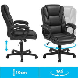 Black Pu Leather Swivel Office Chair - thumbnail 4