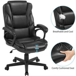 Black Pu Leather Swivel Office Chair - thumbnail 5