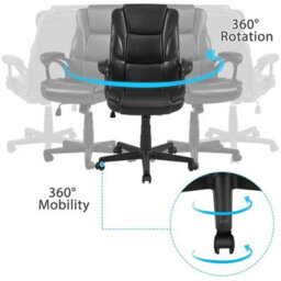 Black Pu Leather Swivel Office Chair - thumbnail 3