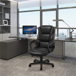 Black Pu Leather Swivel Office Chair - thumbnail 6