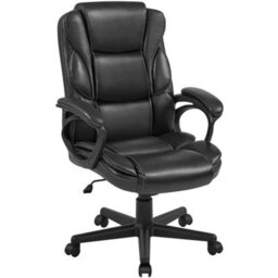 Black Pu Leather Swivel Office Chair - thumbnail 1