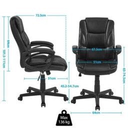 Black Pu Leather Swivel Office Chair - thumbnail 2