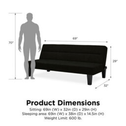 Dorel Home Kebo Sofa Bed Sofa In Velvet Black - thumbnail 9