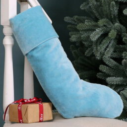 Dibor Set Of 2 Traditional Dark Blue Berkeley Velvet Xmas Gift Decoration Christmas Stocking For Kids