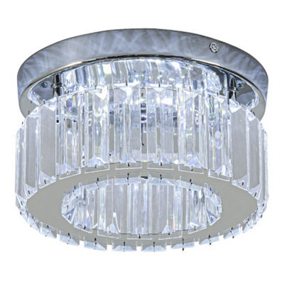 Komore Mini Elegant Crystal Semi Flush Mount Ceiling Lamp Cool White Led Stainless Steel Base - image 1