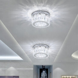 Komore Mini Elegant Crystal Semi Flush Mount Ceiling Lamp Cool White Led Stainless Steel Base - thumbnail 3