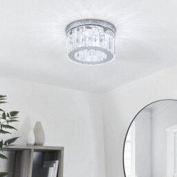 Komore Mini Elegant Crystal Semi Flush Mount Ceiling Lamp Cool White Led Stainless Steel Base - thumbnail 4