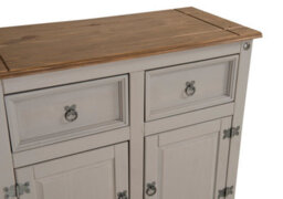 Mercers Furniture Corona 2 Door Sideboard Grey 2 Drawers Solid Wood Pine Painted Wax Wooden Cabinet Cupboard With Mexican Styling - thumbnail 6