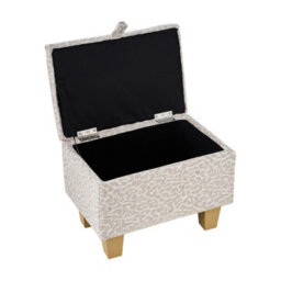Living And Home Beige And Light Brown Linen Upholstered Storage Ottoman With Hidden Compartment 49Cm W - thumbnail 4