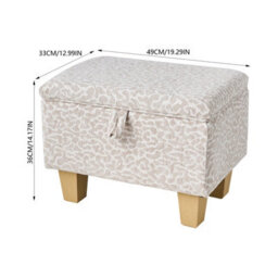 Living And Home Beige And Light Brown Linen Upholstered Storage Ottoman With Hidden Compartment 49Cm W - thumbnail 5