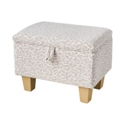 Living And Home Beige And Light Brown Linen Upholstered Storage Ottoman With Hidden Compartment 49Cm W - thumbnail 3