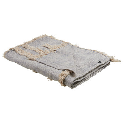 Beliani Blanket Hospet Cotton 130 X 180 Cm Grey - image 1