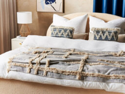 Beliani Blanket Hospet Cotton 130 X 180 Cm Grey - thumbnail 2