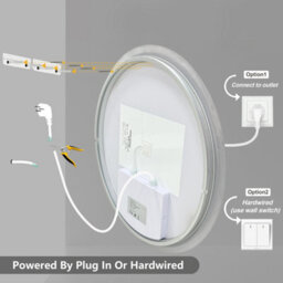 Luvodi 80Cm Round Anti-Fog Led Bathroom Mirror Hotel Vanity Mirror With Aluminum Frame - thumbnail 9