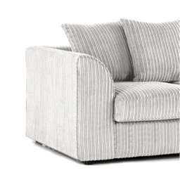 Furnishings For Less UK Luxor Jumbo Cord Silver Fabric 3 Seater Sofa - thumbnail 2