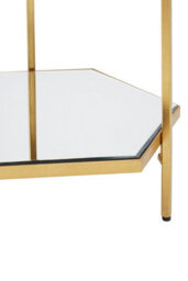 Orsina Gold Finish 2 Tier Side Table, Spacious Hexagonal Table With Mirrored Glass Tiers, Functional Nesting Table - thumbnail 5