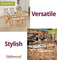 Hallowood Furniture Cullompton Dining Table Glass Top (160Cm) With 4 Beige Fabric Cross Back Chairs - thumbnail 6