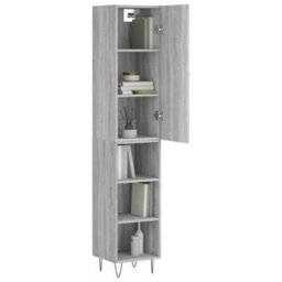 Berkfield Highboard Grey Sonoma 34.5X34X180 Cm Engineered Wood - thumbnail 3