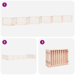 Walplus Wood Dog Gate With Door Foldable 12 Panels 960 Cm Poplar Wood - thumbnail 5