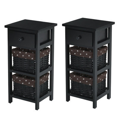 Costway Set Of 2 3-Tier Chest Of Drawers Side Table Beside Table Nightstand W/2 Baskets - image 1