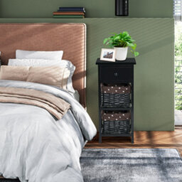 Costway Set Of 2 3-Tier Chest Of Drawers Side Table Beside Table Nightstand W/2 Baskets - thumbnail 5