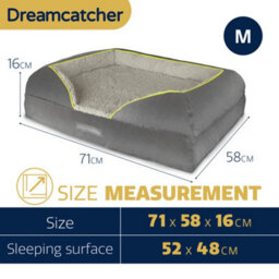 Dreamcatcher Grey Medium Dog Bed Orthopaedic Shredded Memory Foam, Fleece Sleeping Area, Non Slip Base, Removable Washable Cover - thumbnail 7