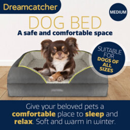 Dreamcatcher Grey Medium Dog Bed Orthopaedic Shredded Memory Foam, Fleece Sleeping Area, Non Slip Base, Removable Washable Cover - thumbnail 2