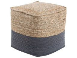 Beliani Coastline Home Pouf Ottoman Grey Jute And Cotton, Eps Beads, 44 X 44 Cm - thumbnail 3