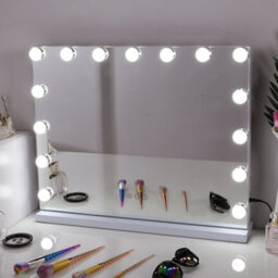 Living And Home Hollywood Vanity Mirror Wall Mounted Or Freestanding Lighted Makeup Mirror Dimmable Dresser Mirror With Touch Control 58 X 48Cm - thumbnail 1