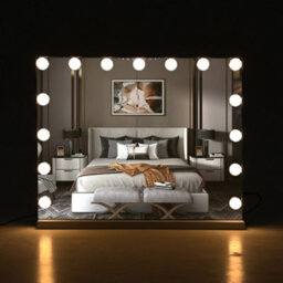 Living And Home Hollywood Vanity Mirror Wall Mounted Or Freestanding Lighted Makeup Mirror Dimmable Dresser Mirror With Touch Control 58 X 48Cm - thumbnail 2