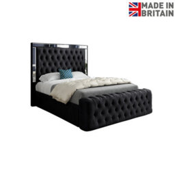 Marino Mirror Upholstered Soft Velvet Bed Frame - Black - thumbnail 6