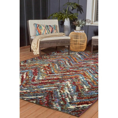 Melrose Multicolour Zig Zag Design Indoor Outdoor Large Area Rug 160/230Cm - image 1