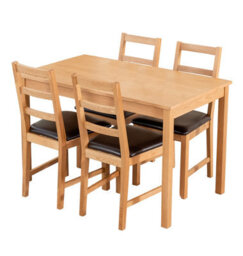 Hallowood Furniture Waverly Oak Dining Table (Tab1200) Set With 4 Small Ladder Back Chairs (Brown Seat) - thumbnail 8