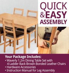 Hallowood Furniture Waverly Oak Dining Table (Tab1200) Set With 4 Small Ladder Back Chairs (Brown Seat) - thumbnail 7